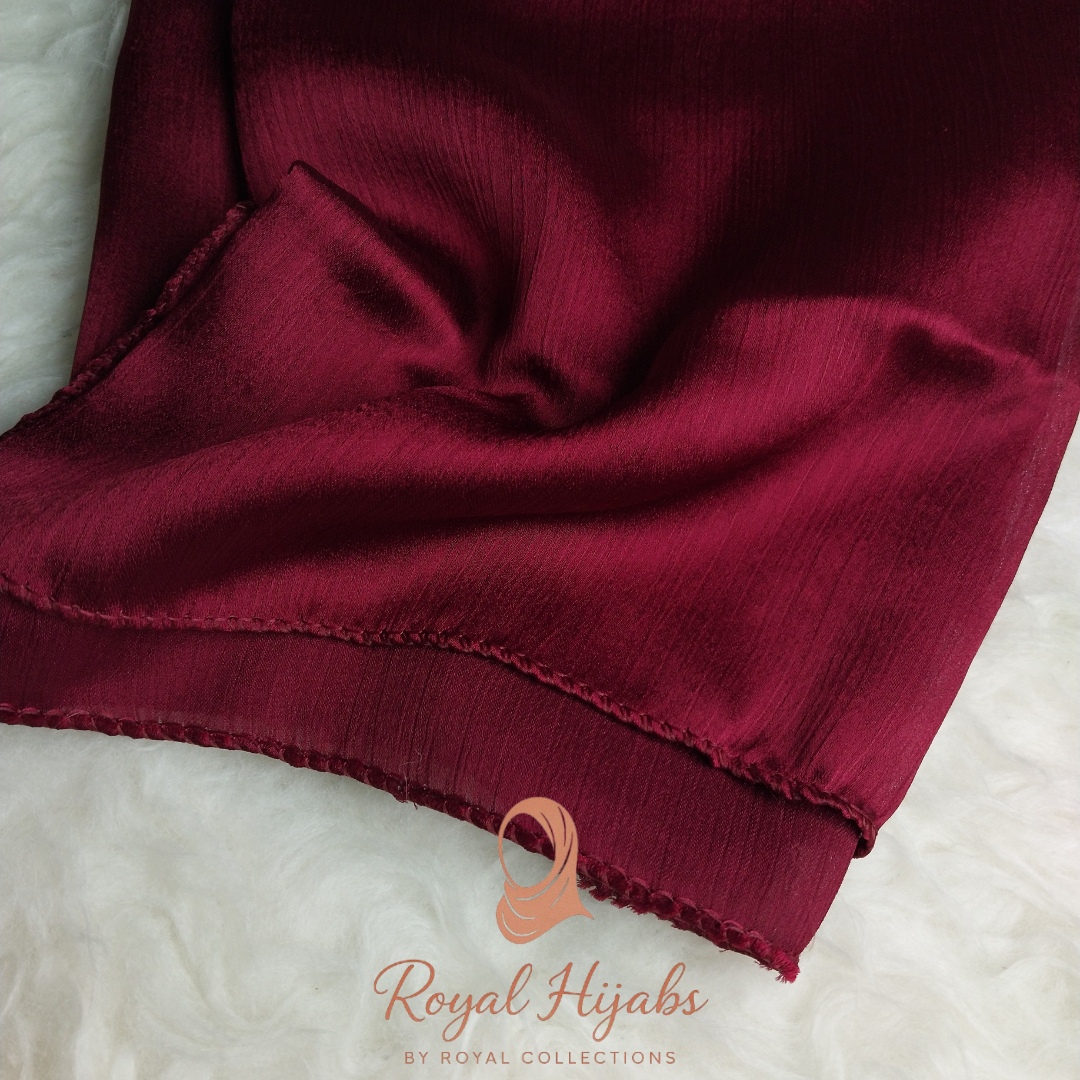 Crinkle Silk Hijab - Maroon