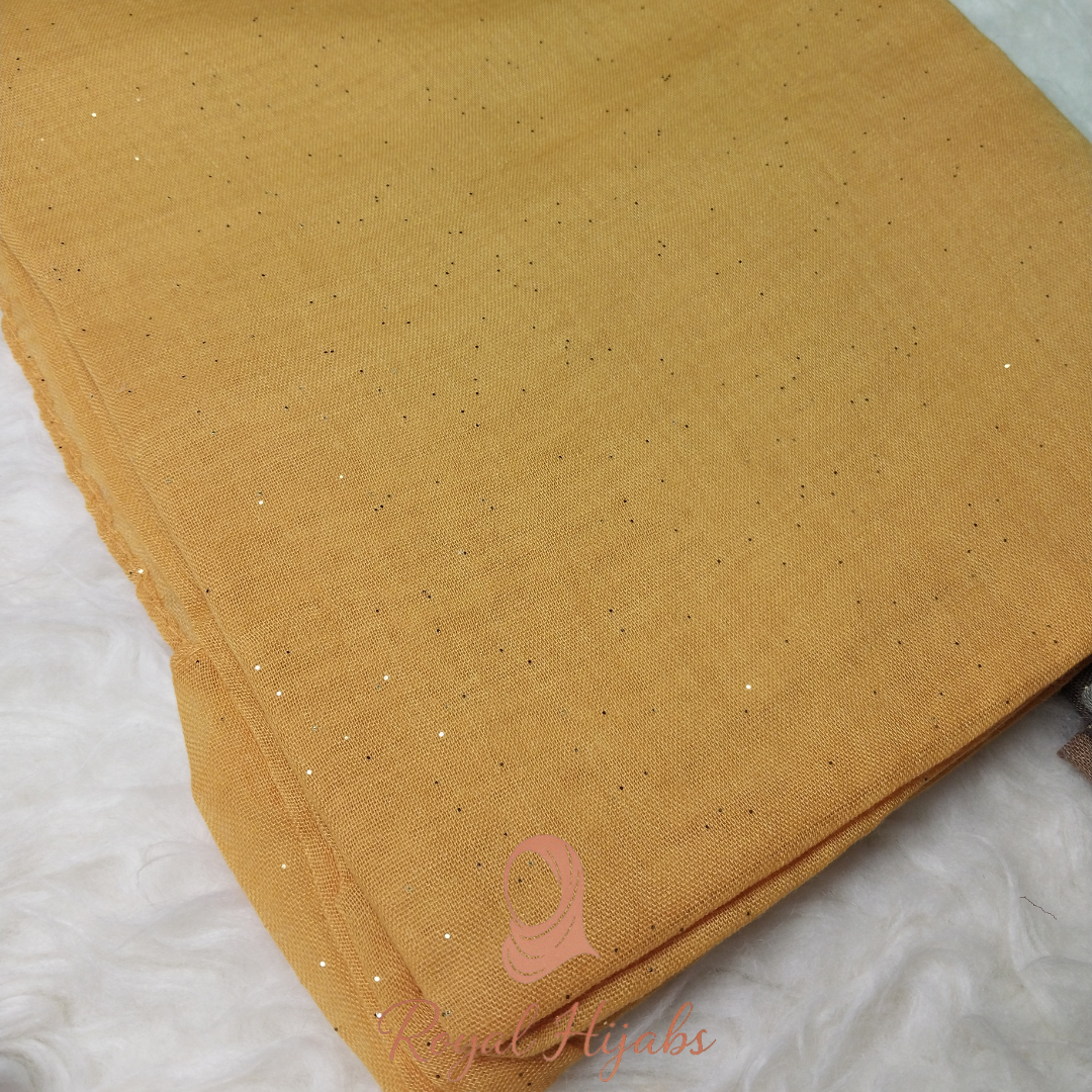 Glitter Lawn Hijab - Mustard