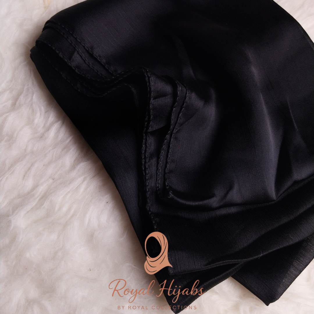 Crinkle Silk Hijab - Black