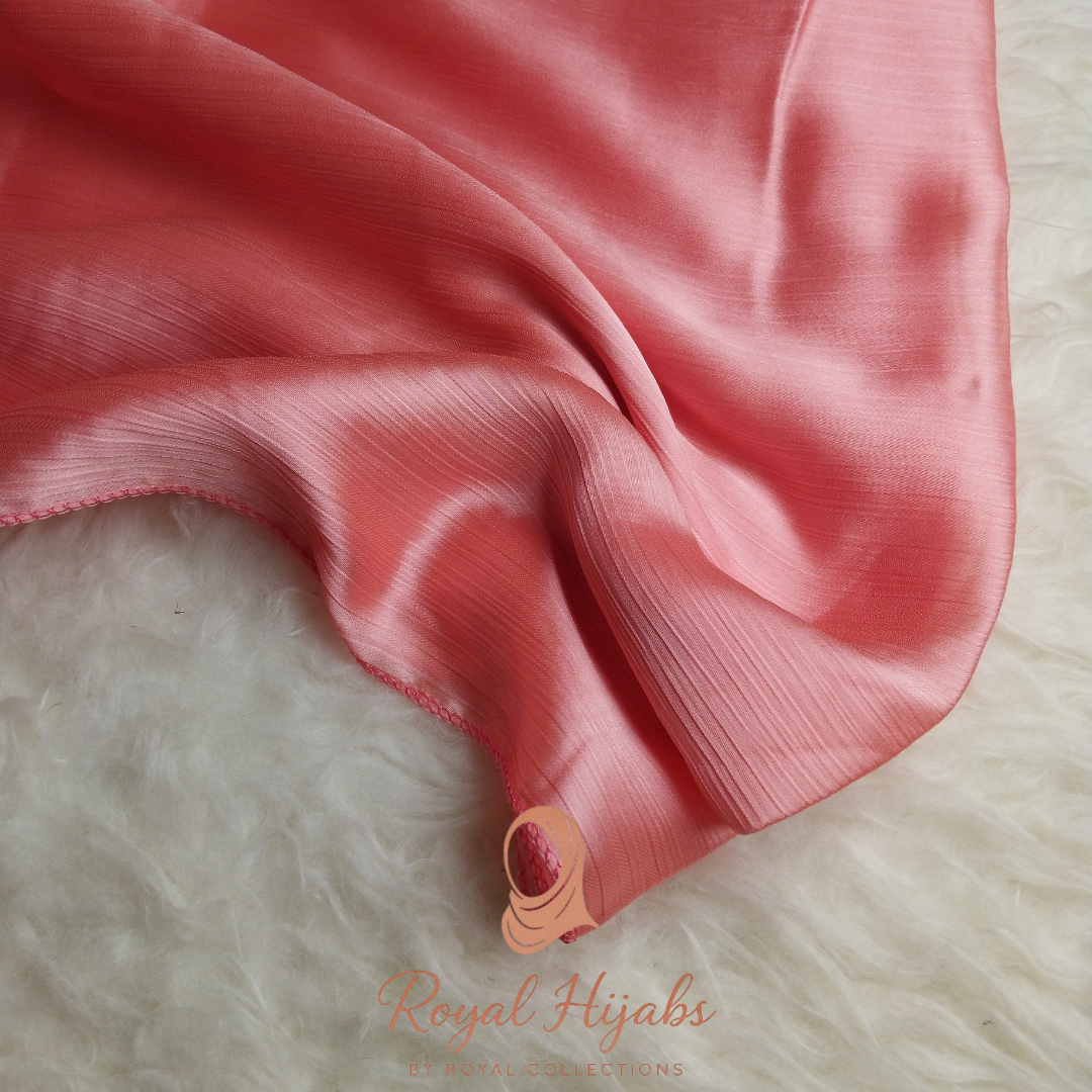 Crinkle Silk Hijab - Peach