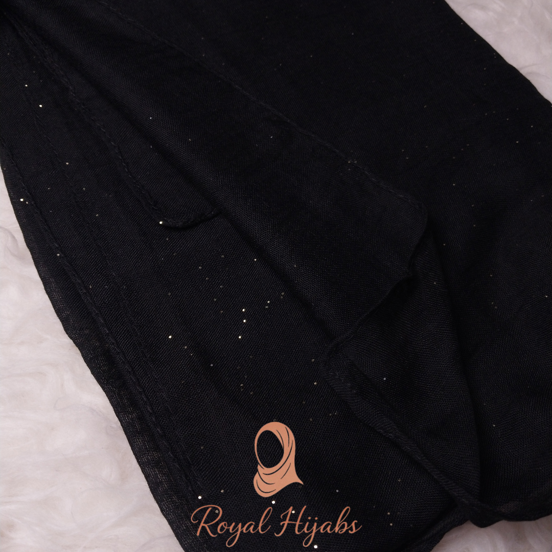 Glitter Lawn Hijab - Jet Black
