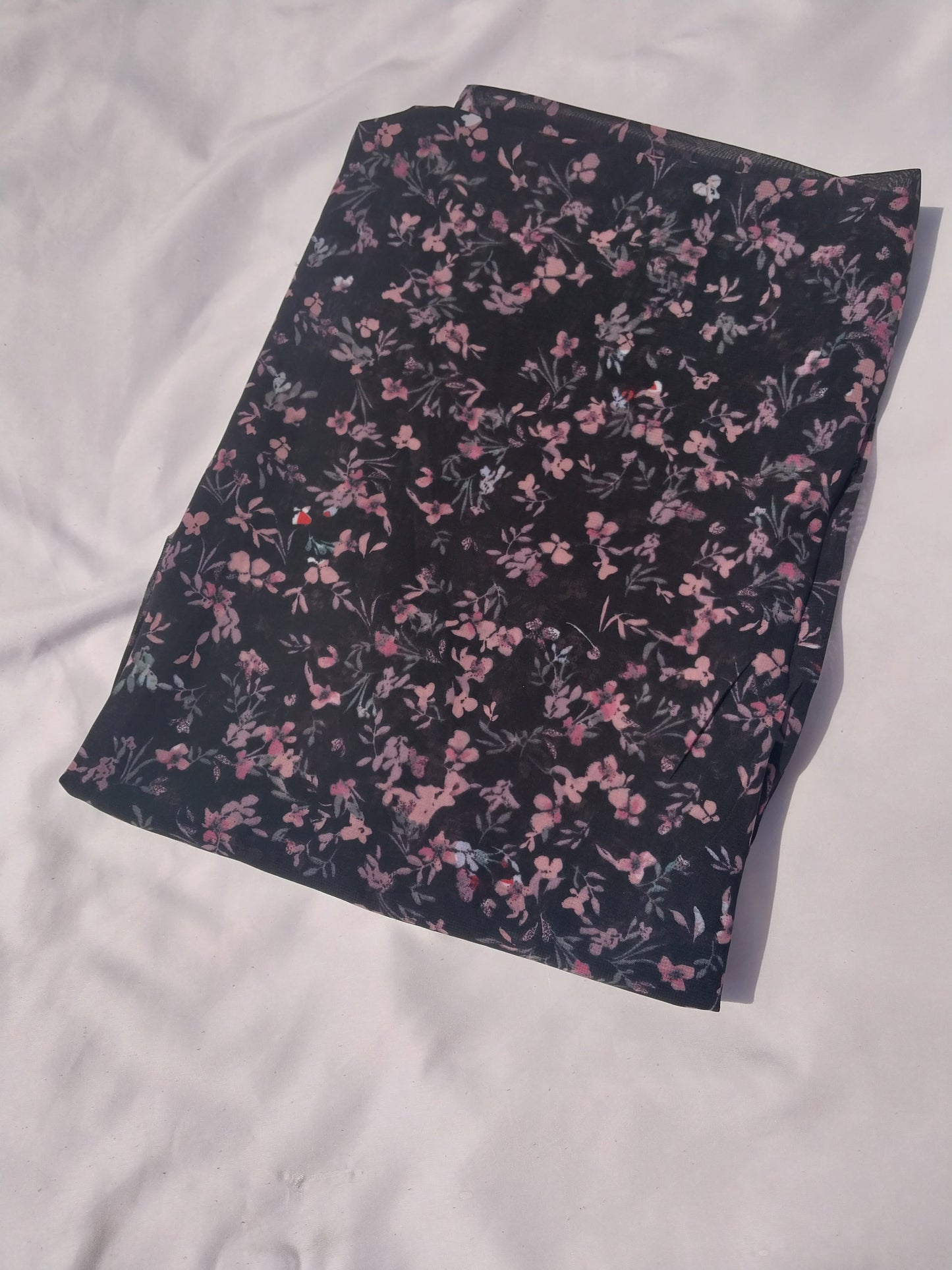 Printed Chiffon Hijab - Floral Black