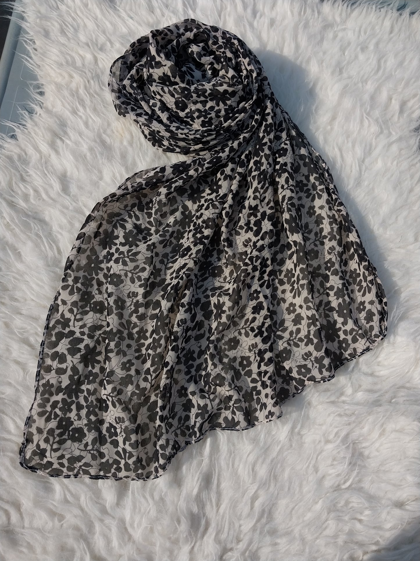Printed Chiffon Hijab -Jasmine Black