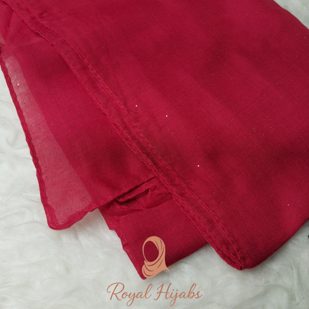 Glitter Lawn Hijab - Cheery Red