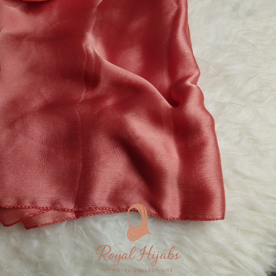 Crinkle Silk Hijab - Rust Pink