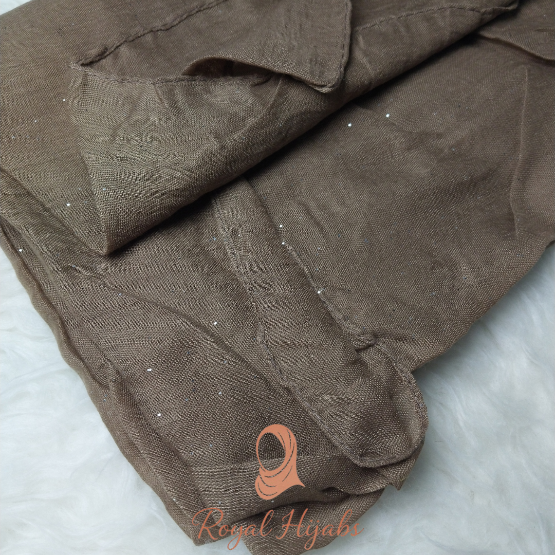 Glitter Lawn Hijab - Mocha Brown