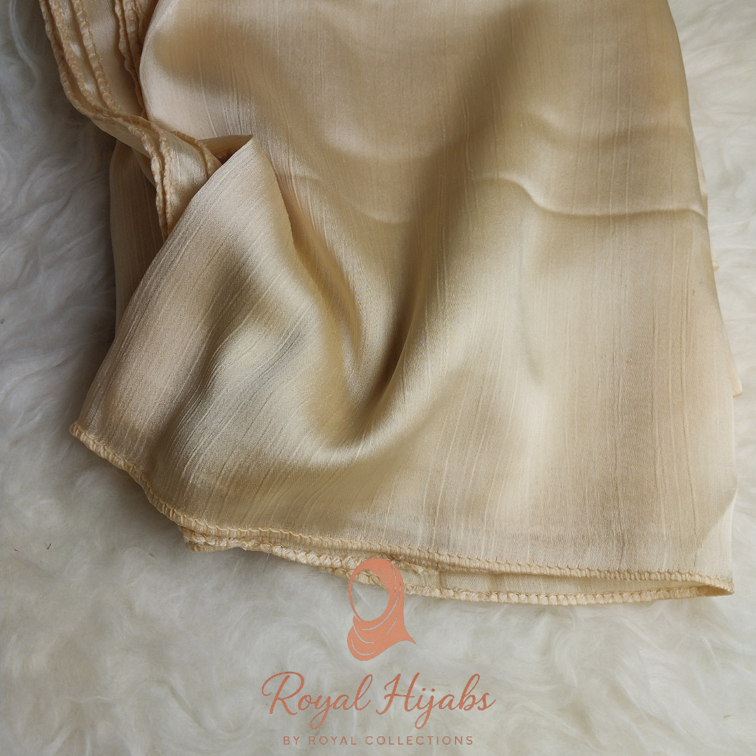 Crinkle Silk Hijab - Custard