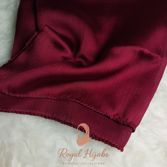 Crinkle Silk Hijab - Maroon