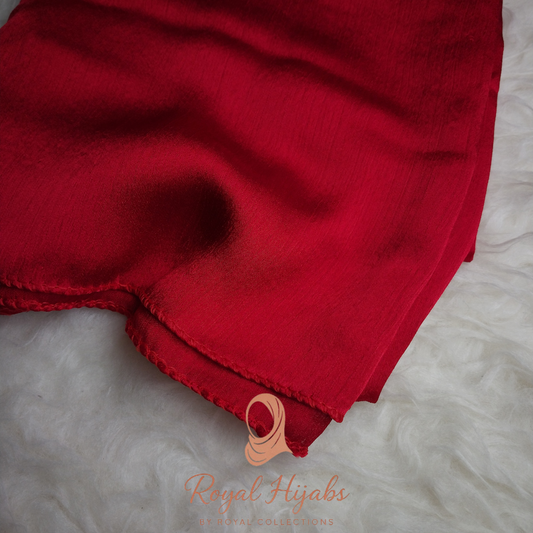 Crinkle Silk Hijab - Red