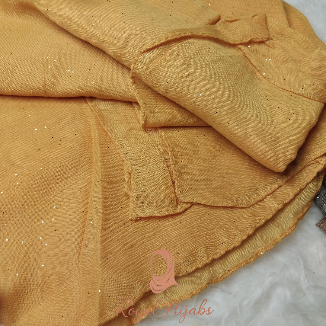 Glitter Lawn Hijab -  Mustard