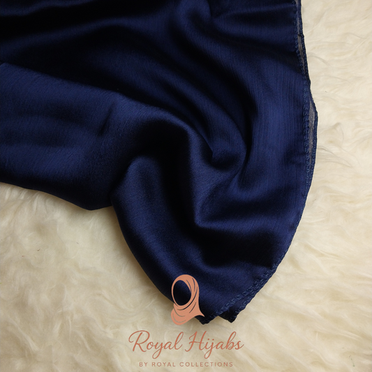 Crinkle Silk Hijab - Navy Blue