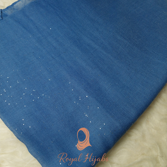 Glitter Lawn Hijab -  Denim Blue
