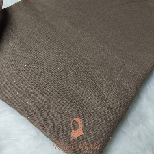 Glitter Lawn Hijab -  Mocha Brown