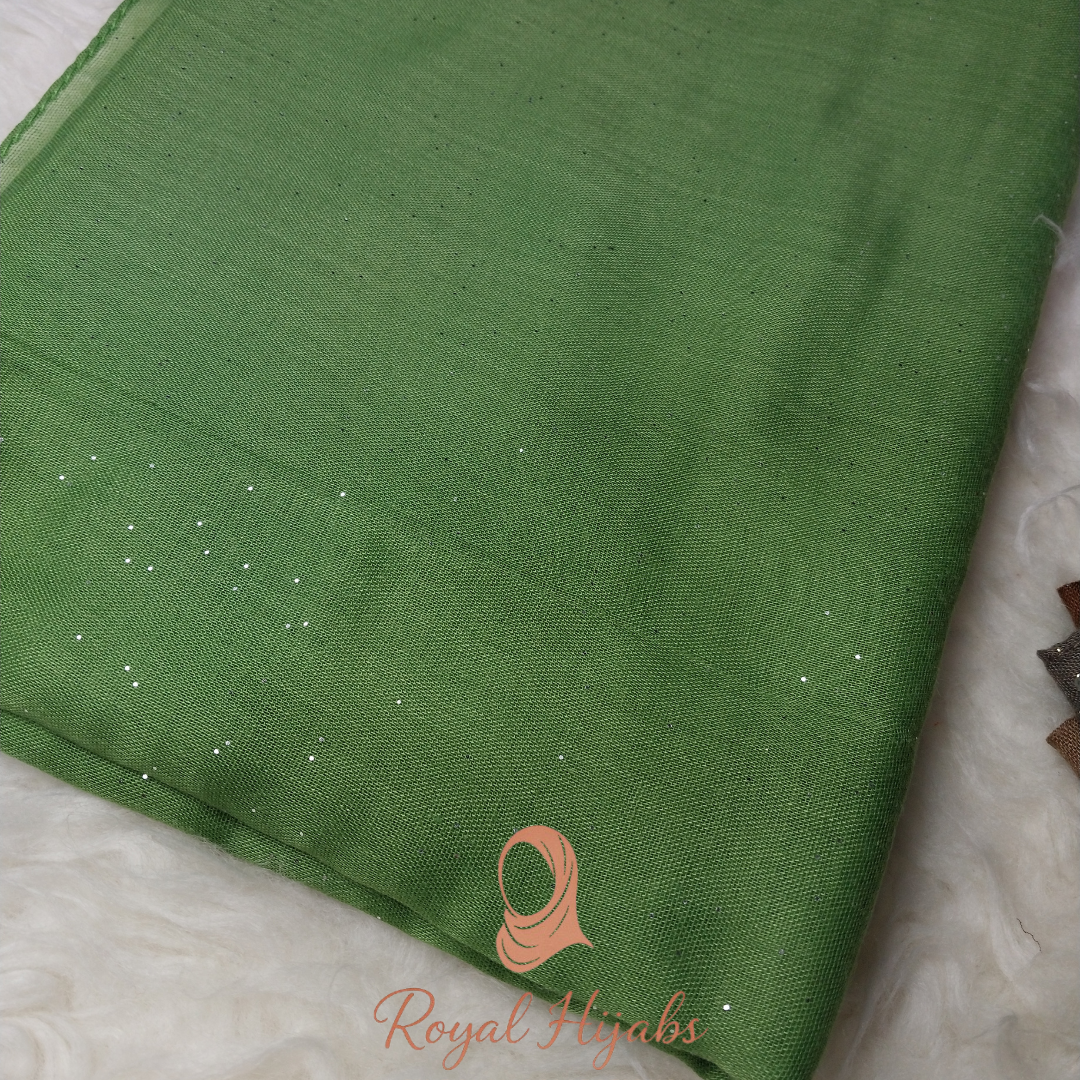 Glitter Lawn Hijab -Olive Green