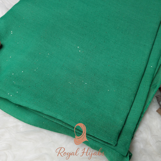 Glitter Lawn Hijab -  Forest Green